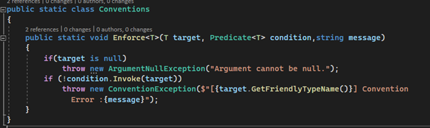 Conventions class with Enforce method