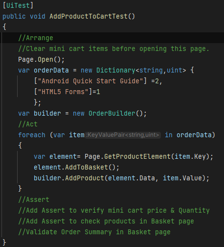 Test example with AAA pattern